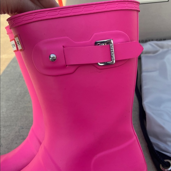 Hunter rain boots Ion matte bright Pink original short 7 silver buckle - Picture 6 of 12